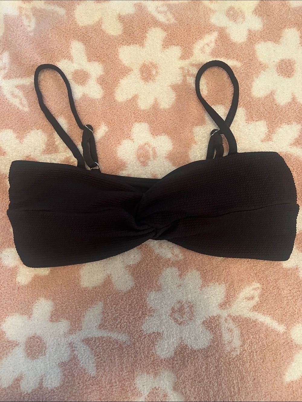 H&M Black Twist Front Bandeau Bikini Top